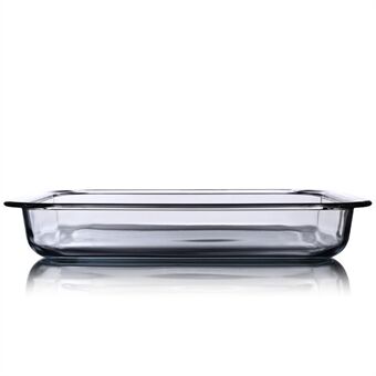1L gennemsigtigt glasfad til ovn Glaspande til madlavning aflangt grydeske rektangulært bradepande glasbagegrej (BPA-fri, uden FDA-certifikat)