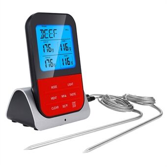 TS-K33-S Trådløs LCD-skærm Køkken Outdoor BBQ Termometer Elektronisk bagning af madtemperaturmålingsværktøj med base (BPA-fri, FDA-certificeret)