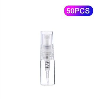 50 stk. 2 ml bærbar mini-glassprayflaske Parfumebeholder til badeværelsesrejser genopfyldelig sprayflaske - hvid