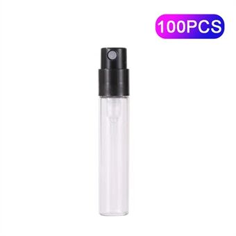 100 stk 1,5 ml bærbar gennemsigtigt glas parfume genopfyldelig flaske mini badeværelse sprayflaske - sort