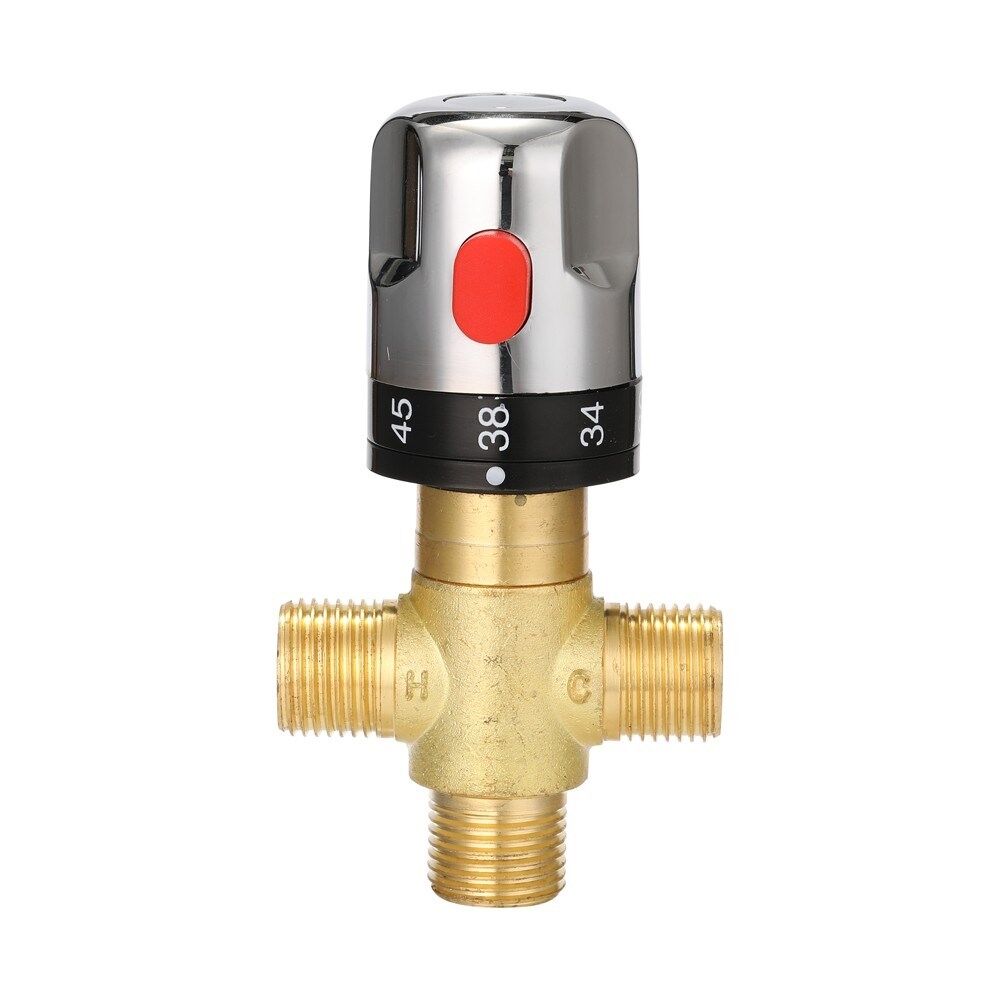 Adjustable Thermostatic Bathroom Mixer Valve Brass Mixer Hot/ Cold Water Mixing Temperature Valve for Home Water Heater