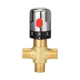 Adjustable Thermostatic Bathroom Mixer Valve Durable Brass Water Mixer Hot/Cold Water Mixing Temperature Control Valve for Home Water Heater