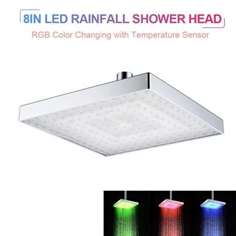 LED regnbruserhoved Firkantet Head automatisk RGB farveskiftende temperatursensor Head til badeværelse