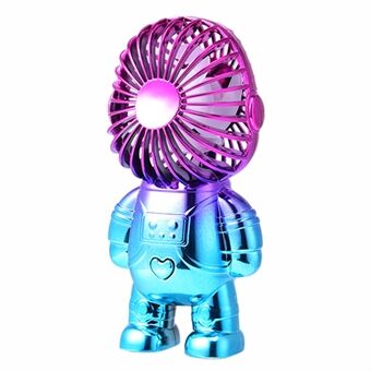 Galvanisering Astronaut ABS Mini Håndholdt Desktop Fan Sommer Fan Cooler med Gradient Light
