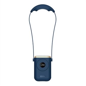 Bladeløs bærbar halsventilator USB genopladelig håndfri 3 vindhastigheder personlig køleblæser køling med skærm