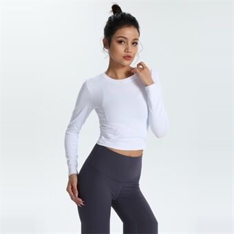 Hurtigttørrende langærmede træningsskjorter Elastiske Gym Tight Crop Toppe til Yoga Løbe Jogging