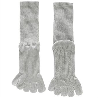 Long Sleeve Yoga Toe Socks for Women Anti-Skid Five Finger Socks with Grip Five Toe Socks Cotton Non-Slip Fitness Socks for Yoga Pilates Ballet Dance (Size: 34-38)