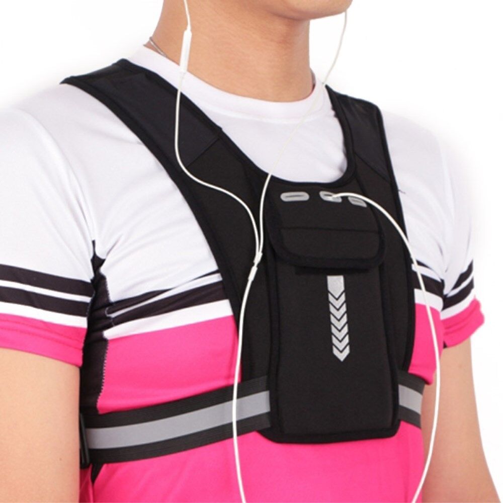Tante chef Flourish Letvægts refleksvest taske til Outdoor sportsmobiltelefon brysttaske til løb  (standardversion)