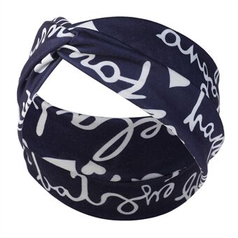 FD036 Kvinder Sport Yoga Mælk Silke Pandebånd Bogstaver Design Elastisk Cross Hårbånd