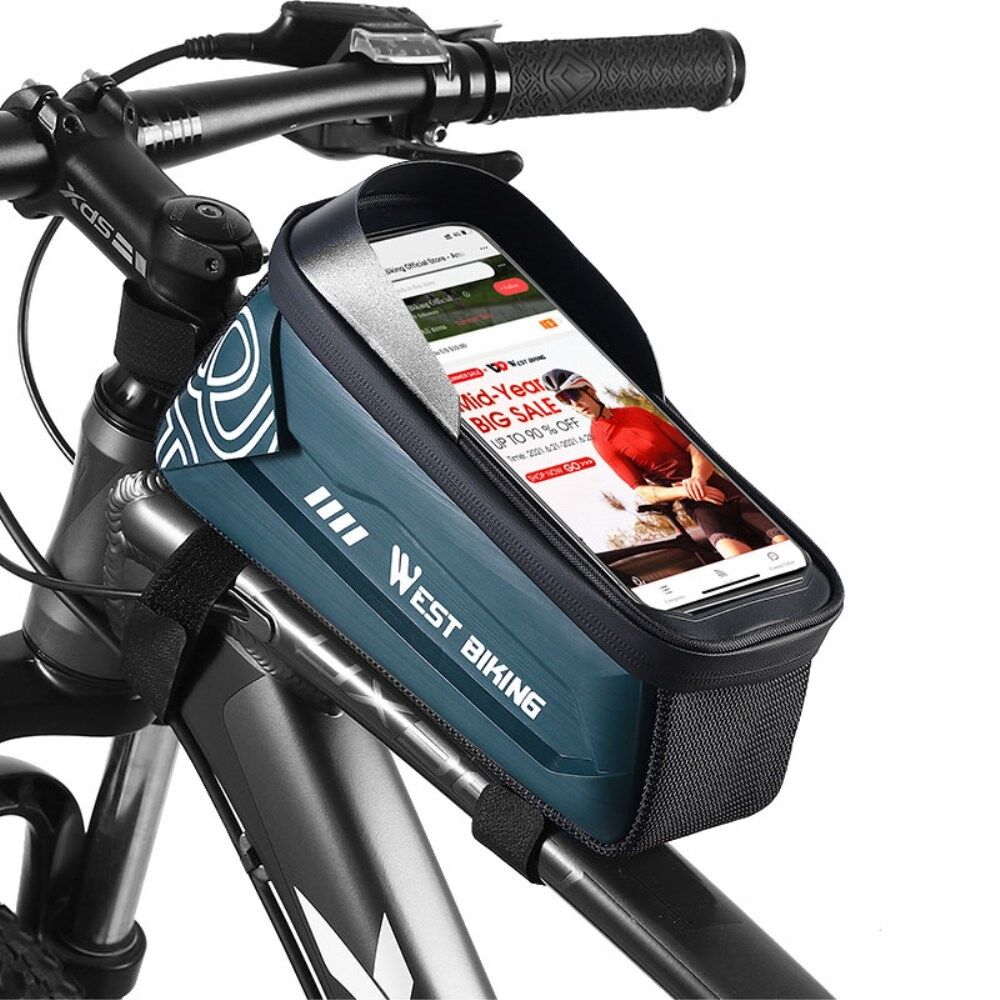 WEST BIKING YP0707277 2,2L Vandtæt Top Tube Telefontaske Cykel Screen Mobiltelefon Holder Taske til telefon under 7,4 tommer