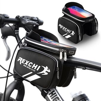 REXCHI BB03 Cykelcykel Frontramme Sadeltaske Visir Design Aftagelig Touch Screen Telefontaske Cykel Top Tube Opbevaringstaske
