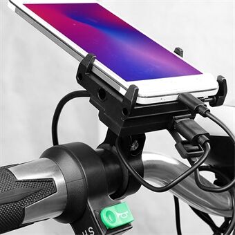 GUB G-85E USB genopladelig motorcykel telefonholder elektrisk cykeltelefonmonteret cykelstyrforlænger 12-24V - sort