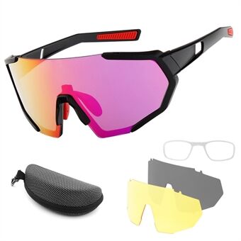 Sports Cycling Sunglasses with 2 Interchangeable Lenses UV400 Protection MTB Road Riding Fishing Golf Baseball Running Glasses