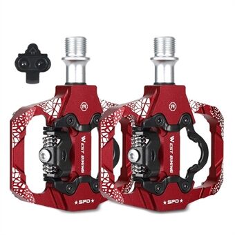 WEST BIKING 1Pair Metal MTB Bike Pedals Dual Platform SPD Clipless Wear-resistant Bicycle Pedals Sealed Bearing for Mountain Road Bikes