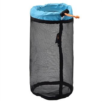 LUCKSTONE Størrelse S Sammenfoldelig Vasketøjstaske Opbevaring Tøj Organizer Mesh-taske med snoretræk til camping og rejser - Sort/blå