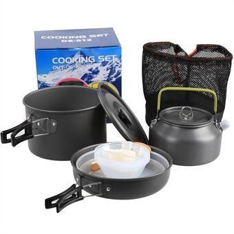 AOTU Camping Køkkengrej Rod Sæt 12 stk. 4-5 personers aluminiumoxid madlavningssæt til Outdoor campingpicnic (BPA-fri, ingen FDA-certificering)