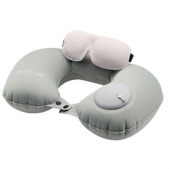 PICTET.FINO RH88 Bærbar Press Oppustelig Pude Rejse Kontor Nap U-formet Nakkepude med 3D øjenmaske