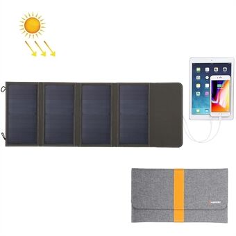HAWEEL HWL2744 Outdoor Camping 28W foldbar 4 Solar Mobiltelefonoplader med 5V/2,9A Max Dual USB-porte