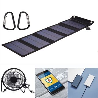 15W bærbar Outdoor Solar 5 folde Solar USB-telefon opladning Power Bank