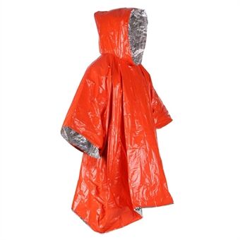Outdoor nødregnfrakke aluminiumsfilm engangs poncho kold isolering regntøj - orange