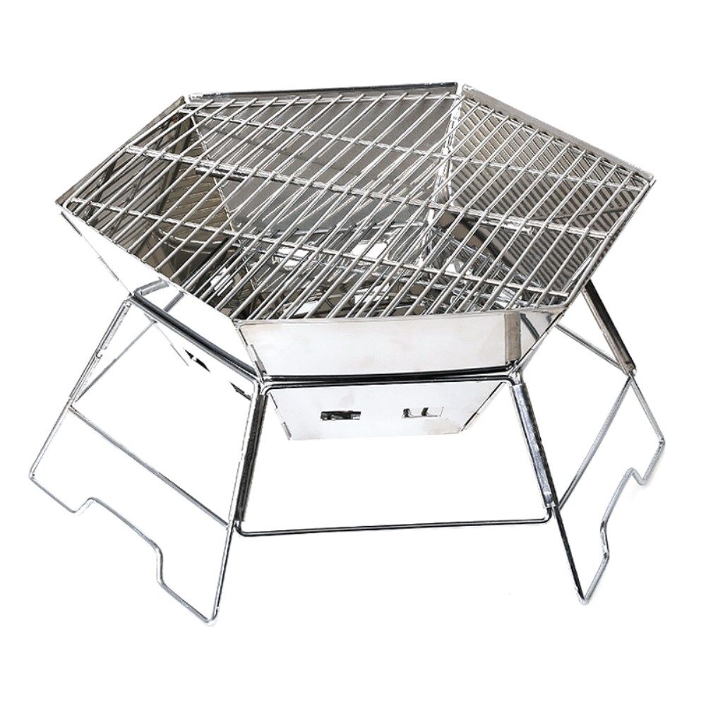 HALIN grill i rustfrit Steel , kulgrill, sekskantformet BBQ -værktøjssæt til picnic/ BBQ