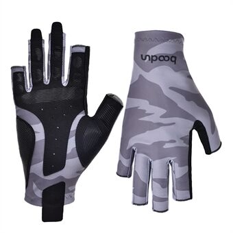 BOODUN 1678 1 Pair Camouflage Fishing Glove Breathable Half Finger Non-slip Outdoor Sports Glove