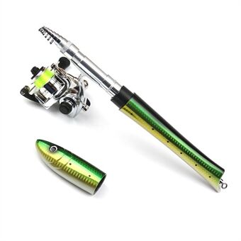 Glasfiber + Carbon Bærbar Pen Fiskestang Mini Pocket Fiskestang med Spinning Kit