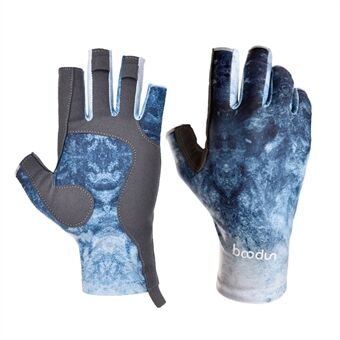 1 par fiskehandsker åndbare halvfinger handsker skridsikre gel handsker til cykling Camping fiskeri Outdoor sport - blå/L