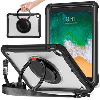 Roterende Kickstand Cover til iPad Air (2013) / Air 2 / iPad Pro 9,7 tommer (2016) / iPad 9,7" (2017) / (2018) , PC+TPU Håndtag Tablet Case med skulderrem