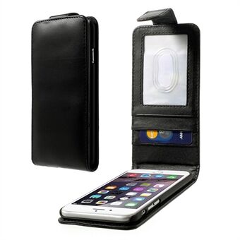 Lodret Flip Card Holder Læder Taske til iPhone 6s 6 - Sort
