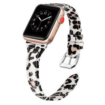 Leopard Surface ægte læderurrem til Apple Watch Series 6 / SE / 5/4 40mm / Series 3/2/1 Watch 38mm - Gul