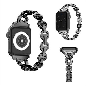 8-formet Shiny diamant urrem i metal til Apple Watch Series 6 / SE / 5/4 40mm / Series 3/2/1 Watch 38mm - Sort