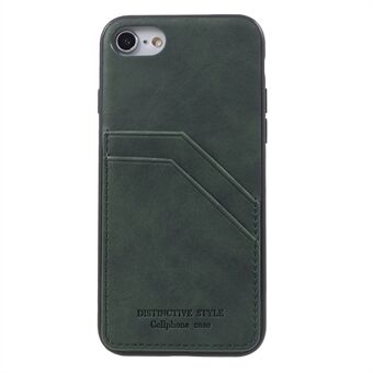 Retro stil PU læder coated TPU dobbelt kortslot cover til iPhone SE 2nd Gen (2020)/8/7