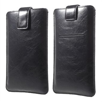 Kortslot lædertaske til iPhone 7 Plus/ 6s Plus/ Samsung Galaxy S7 Edge, Størrelse: 16,5 x 9,5 cm - Sort