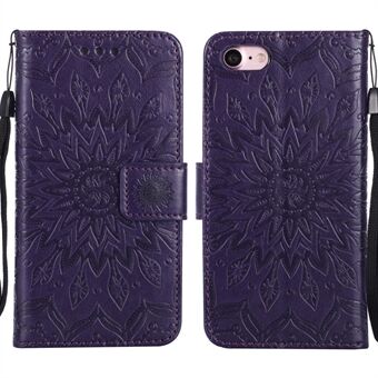 Sun Flower Imprinting Læder Wallet Stand Phone Cover Flip Case til iPhone 7/8/SE (2. generation)