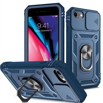 Ring Kickstand Hard PC Back + Soft TPU Edge Protective Shockproof Case med kameracover til iPhone 6/7/8 