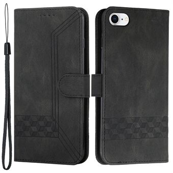 YX 0010 Skin-touch Feel Stand Feature Shockproof Rhombus and Lines Imprinting PU Leather+TPU Wallet Phone Case til iPhone 6/7/8/SE (2. generation)