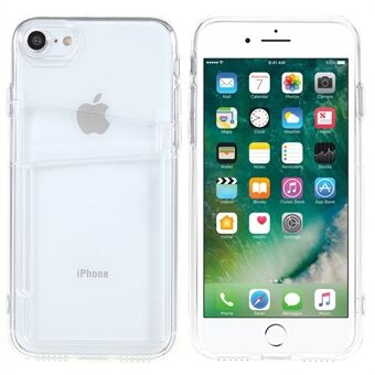 Til iPhone SE (2nd Generation)/ 7/8  klar fleksibel TPU Soft Skin Protective Phone Case med dobbelt kortholder slots