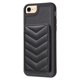 BF26 Til iPhone 6 / 6s / 7 / 8 / SE (2020) / SE (2022) Kortholder Kickstand Case Wave Stitching Texture TPU+PU Læder Telefoncover