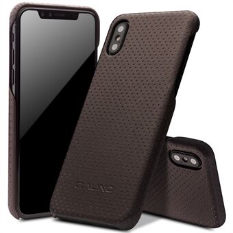 QIALINO Mesh Holes Genuine Leather Coated PC Hard Case for iPhone X/ Xs 