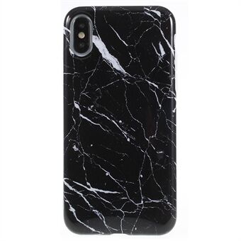 Til iPhone XS/X 5,8 tommer marmormønster IMD TPU mobiltelefon cover - sort