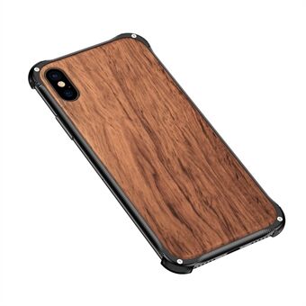 Naturligt træ taske til iPhone X  aluminiumslegering ramme træplade hårdt cover