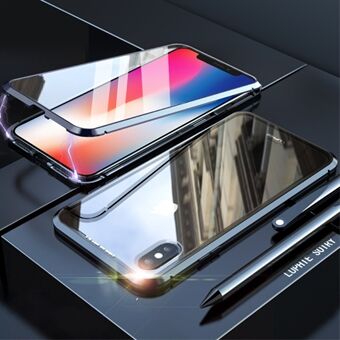 360 Degree Protection Magnetic Adsorption Front+Back Tempered Glass Cell Phone Case for iPhone XS / X 
