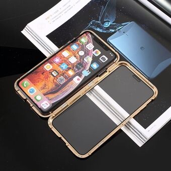 Fully Protection Magnetic Adsorption Metal Frame + Tempered Glass Phone Cover for iPhone X/XS 