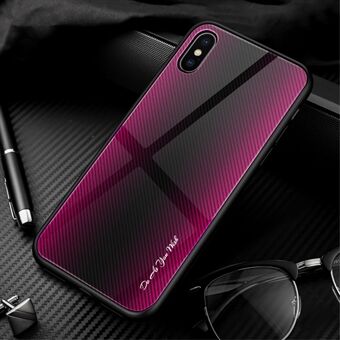Texture Gradient Tempered Glass Back + Soft TPU Edge Phone Casing for iPhone XS/X 