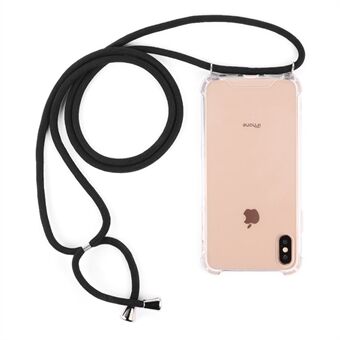For iPhone X / XS  Glossy TPU+Acrylic withTextile Strap Anti-fall Casing