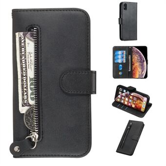 Zipper Pocket Leather Stand Case with Card Slots for iPhone XS/X 
