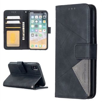 BF05 Leather Case Geometric Texture Wallet Stand Shell for iPhone X/XS 