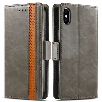 Stand 002-serien Fuld beskyttelse tegnebogsstativ Design Business Style Splejsning Folio Flip Læder Mobiltelefontaske til iPhone X/XS 