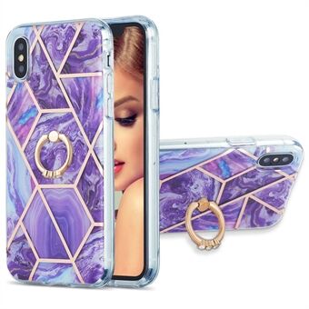 Rotary Kickstand TPU Phone Cover IMD IML Marble Pattern 2.0mm Thickness Electroplating Case for iPhone X/XS 